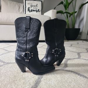 Charlie Horse Black Leather Cowboy Boots 6B